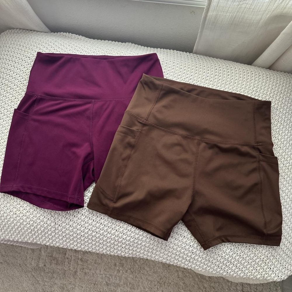 Purple & brown biker shorts